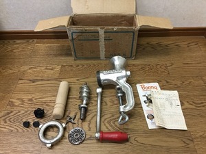 s404y Bonny MINCER No.5 錫 ボニーミンサー 手回し式 ミートチョッパー 手動式 挽肉 調理器具 中古