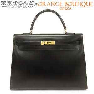 101758929 エルメス HERMES ケリー 35 〇V刻印 黒 ブラック ゴールド金具 ボックスカーフ 外縫 ハンドバッグ レディース ヴィンテージ