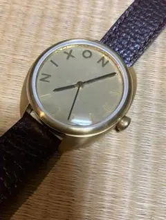 NIXON ゴールド ブラウンレザー 時計