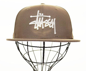 ステューシー STUSSY × NEW ERA CAP 59FIFTY BEIGE 7 4/1 57.7cm 1311038 ニューエラ コラボ キャップ ベージュ 刺繍【ブランド古着ベクト