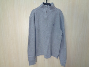 b320◆POLO RALPH LAUREN ハーフジップ トップス◆ポロラルフローレン size:M(10-12) グレー 綿100％ キッズ 子供服 ゆうパケット発送