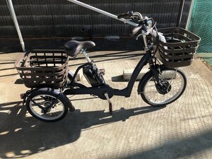 K8　磨けば光る！中古電動アシスト自転車 1円売切り！ブリヂストン ラクっと 三輪車 取説付き 青 配送エリア内は送料3800円で