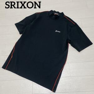 スリクソン　SRIXON ゴルフウェア　モックネックシャツ　ブラック　ロゴタグ　Lサイズ 黒　レッドライン　トップス　半袖