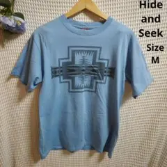 【入手困難デザイン☆Hide and Seek】青　Tシャツ サイズM