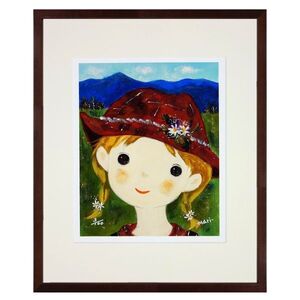 前田麻里 「山へ行こうよ」 ジグレー　版画　額入り　絵画　限定100部　現代洋画家　女の子　メルヘン　かわいい　癒し　真作保証　23-5728