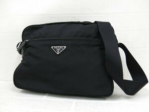 ◆美品◆PRADA プラダ◆ナイロン カーフ レザー 本革◆ショルダー バッグ カメラ◆ブラック シルバー金具◆イタリア製◆斜め掛け◆A7598