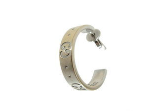 1円スタート 【GUCCI グッチ】 GGロゴ ピアス 750 WG シルバー アクセサリー 装飾小物 1.6g