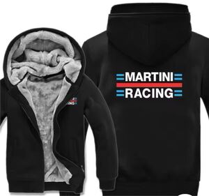 MARTINI レーシング-ジッパー付きメンズウォームフリースパーカー、冬用S〜5XL /カラー選択可