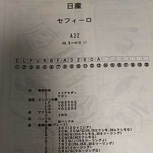 【パーツガイド】　日産　セフィーロ　(Ａ３２系)　H6.8～　２００４年版 【絶版・希少】