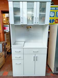 キッチンボード　キッチンカウンター　食器棚　ホワイト　※現地引き取り限定
