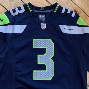 USA古着 NIKE ナイキ NFL ゲームシャツ メンズ Lサイズ シーホークス SEAHAWKS アメフト WILSON ウィルソン スポーツ ユニフォーム T2462