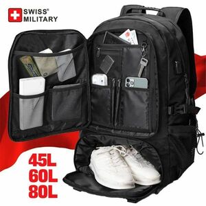 G001:スイスミリタリー-男性用トラベルバックパック 防水ビジネスバッグ 拡張可能なUSBショルダーバッグ