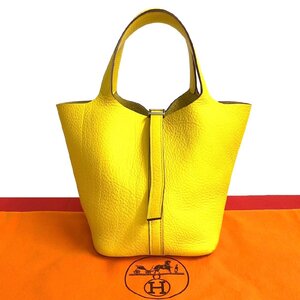 極 美品 HERMES エルメス ??G刻印 ピコタン トリヨンクレマンス レザー 本革 ハンドバッグ ミニ トートバッグ ジョーヌドナープル 47905