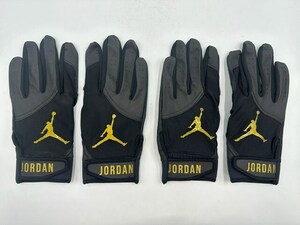 JORDAN ジョーダン 野球 両手 バッティンググローブ ブラックxゴールド Size-L　2セット まとめ売り