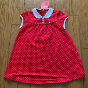 SALE 即決　新品　ミキハウス　ワンピース　90 日本製　赤　女の子 キッズ 子供服 半袖ワンピース