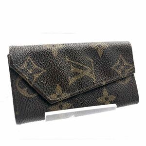 ■美品■希少廃盤ヴィンテージ■LOUIS VUITTON ルイヴィトン　6連キーケース PVC×レザー　ブラウン　ゴールド金具