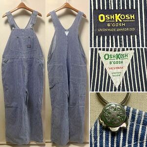 1960-70s OSH KOSH ヒッコリーオーバーオール. Size W42