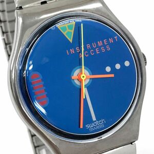 Swatch スウォッチ Cold steel 腕時計 GY104 クオーツ アナログ ブルー コレクション おしゃれ 蛇腹 伸縮ベルト 電池交換済み 動作確認済