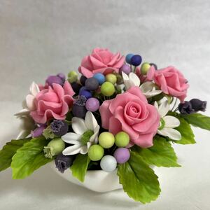 みぃちゃんClay 薔薇のアレンジ　クレイクラフト　樹脂粘土　ハンドメイド