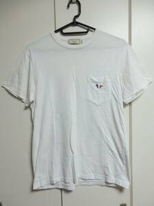 メゾン キツネ Maison Kitsune フォックスロゴ 胸ポケット Tシャツ 白 XS AM00102KJ0010 IYAOPIE