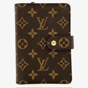 仙58【良品】Louis Vuitton M61207 モノグラム ポルトパピエ ジップ 二つ折り 財布 ブラウン系 ルイヴィトン LV ウォレット ラウンドジップ