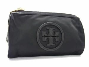 1円 ■極美品■ TORY BURCH トリーバーチ ナイロン メイクポーチ マルチケース 小物入れ レディース ブラック系 BF9588