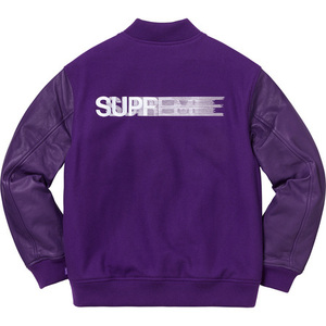 即決 supreme motion logo varsity jacket purple M