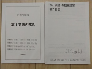 【鉄緑会】※授業プリント付き 冬期内部講習 高１英語内部Bテキスト 