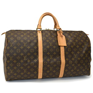 1円 ◎定価27万 美品 LOUIS VUITTON ルイヴィトン ボストン キーポルバンドリエール55 M41414 モノグラム ブラウン◎E.Cll.lA-02