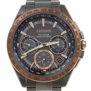 ■ 1円 ～ 正規 中古 参定28.6万■ CITIZEN シチズン ■ アテッサ CC9016-60E ■箱保 F900 ソーラー 電波 ブラック アンバー PG チタン 黒