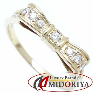 MIKIMOTO ミキモト リボン リング 指輪 ダイヤモンド0.14ct 10号 K18YG イエローゴールド /291307【中古】