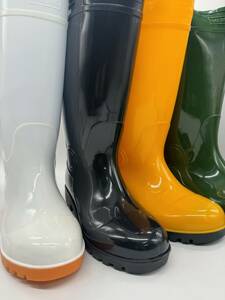送料無料 2足 耐油安全長靴 24.5〜29cm 鋼製先芯入り PVC セーフティブーツ ロングタイプ 新品 黒 白 緑 黄