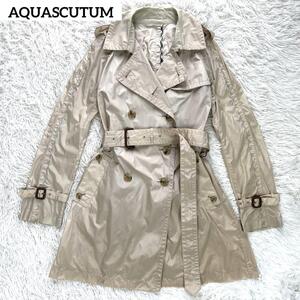 AQUASCUTUM アクアスキュータム 軽量 ナイロン トレンチコート 6(XS~S相当) ベージュ レディース 