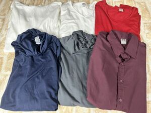 ▲156/未使用 6枚セット XLサイズ 長袖 シャツ Tシャツ フード付き トップス まとめ売り メンズ 紳士