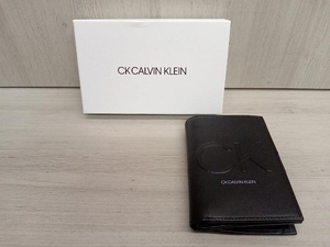 【箱付き】CK CALVINKLEIN カルバン・クライン 二つ折り財布 816654 Logos Small Semi Long Wallet レザー 本革 ブラック 黒