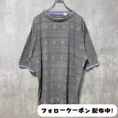 古着 used　SATURDAY　半袖総柄Tシャツ　幾何学模様　ネイティブ柄　レトロデザイン　個性的　奇抜