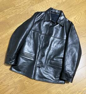 [WOLF BY SIDEWINDER] HORSEHIDE CAR COAT ホースハイド カーコート レザージャケット 38 馬革 ブラック ウォルフバイサイドワインダー