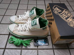 VANS・CLASSICSKOOL HI V66★WHITE/GREEN★26.5cm(8.5)★F-GRN/BLK CANVAS★