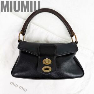 miu miu archive turn lock one shoulder bag y2k ミュウミュウ アーカイブ ターンロック レザーワンショルダーバッグ ブラック 黒