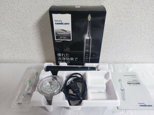 60【動作確認済◎】PHILIPS フィリップス HX9302/51 電動歯ブラシ ブラック ダイヤモンドクリーン sonicare ソニッケア替ブラシ付き 箱付