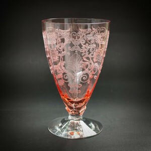 歴代アメリカ大統領も注文した高級グラス　フォストリア　ベルサイユ　ピンク　シャンパン　アイスティー　エッチング ゴブレット ワイン