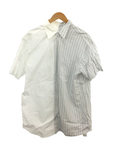 MM6◆21SS/ドッキングシャツ/半袖シャツ/38/コットン/WHT/ストライプ/S32CU0133