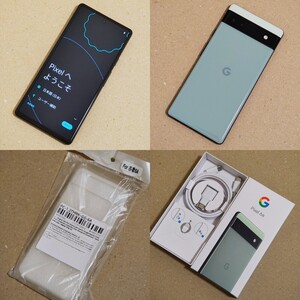 【スマホ】Google Pixel 6a 6G 128G Sage(セージ) 美品 中古品 付属品完備 ケースのおまけ付【スマートフォン】