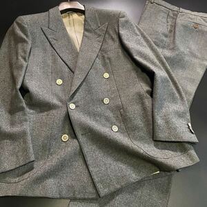 【希少/ヴィンテージ/銀ボタン/イタリア製】別注◎ゼニア/ErmenegildZegna ボヘミアン 霜降りグレー 秋冬ウール素材 ダブルスーツ S-M相当