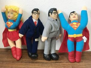 美品 昭和レトロ 90s ビンテージ スーパーマン スーパーガール　ぬいぐるみ 4体まとめてセット 1991 当時物 