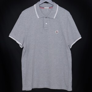 MONCLER ポロシャツ XLサイズ グレー D10918304300-84556 モンクレール ロゴワッペン 半袖カットソー tシャツ