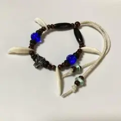 【即購入❌•ハンドメイド】チベットオオカミ　牙　鹿紐ブレスレット