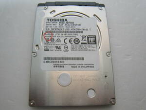 TOSHIBA HDD 500GB 2.5インチ 動作確認済, 健康状態正常 No7