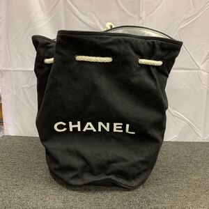 ◎【売り切り】CHANEL(シャネル) 巾着バッグ キャンバス プールバッグ ブラック ノベルティ