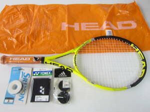 新品◆ヘッドHEAD 硬式テニス ラケット EXTREME PRO 100 グリップ2 振動止め おまけ新品 スリクソン グリップテープ YONEXリストバンド付き